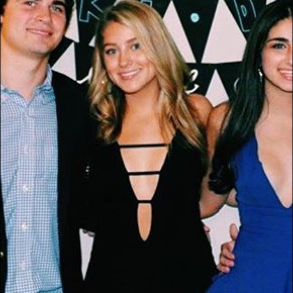 Black low v dress